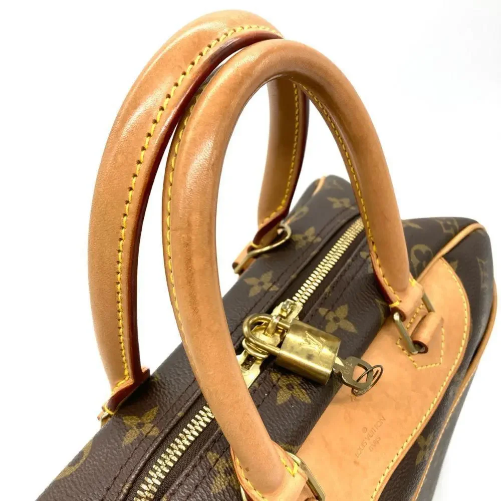 LOUIS VUITTON Authentic Brown Monogram Leather Deauville Tote Bag